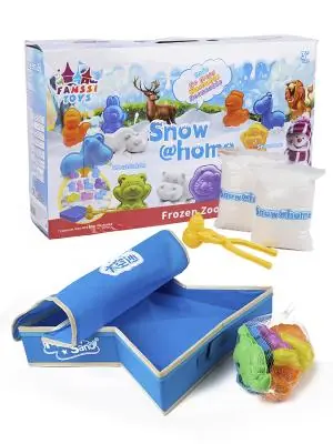 Игровой набор КИНЕТИЧЕСКИЙ СНЕГ С ЛОТКОМ И ФОРМОЧКАМИ ЗИМНИЙ ЗООПАРК 1 КГ